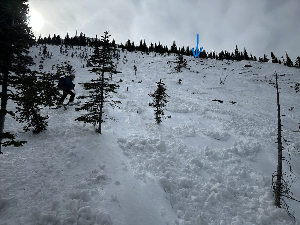 Looking up from about 1,950 m.