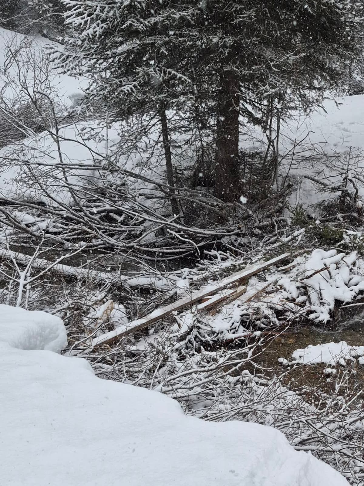 The creek crossing is pretty sketchy now