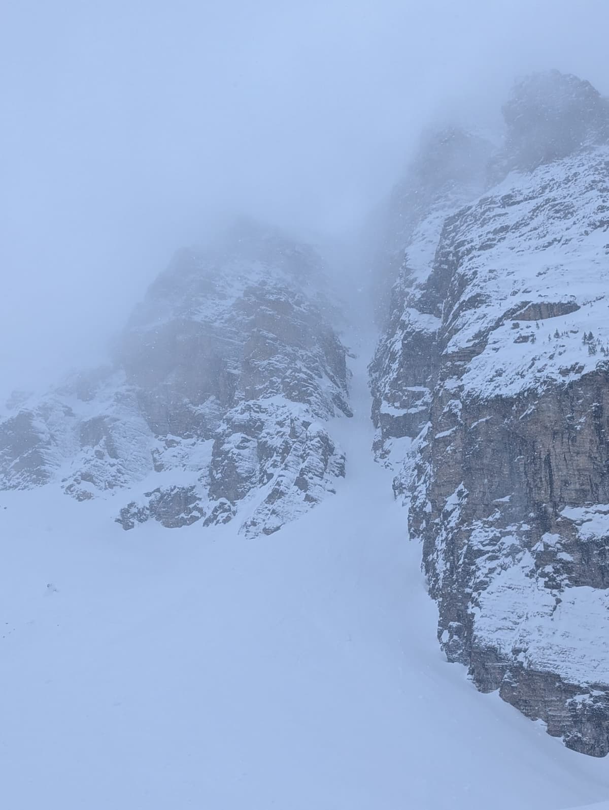Avalanche initiated in the couloir while group was transitioning in the fan.