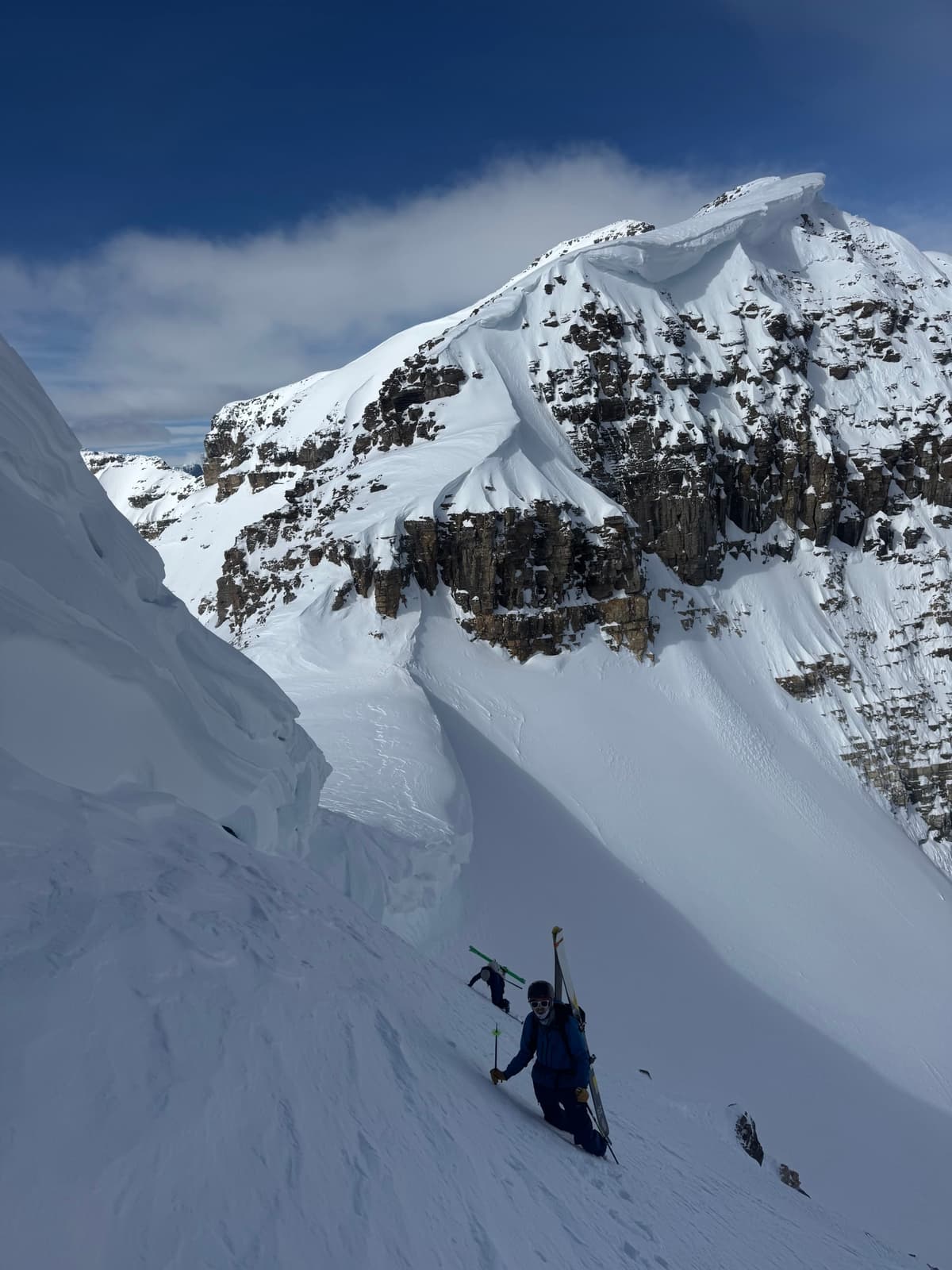 Massive cornices on ridge above north Col